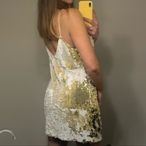 White and gold sequin mini dress - Picture 5 of 5